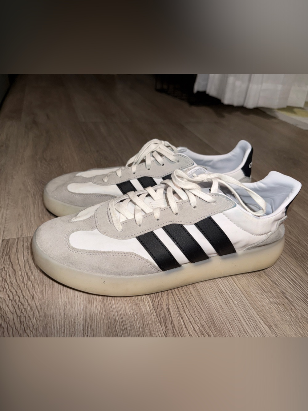 adidas White and Black Three-Stripe Men’s Sneakers